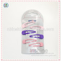 Quality 4cm printed metal hair snap clips , pure color metal snap hair clips